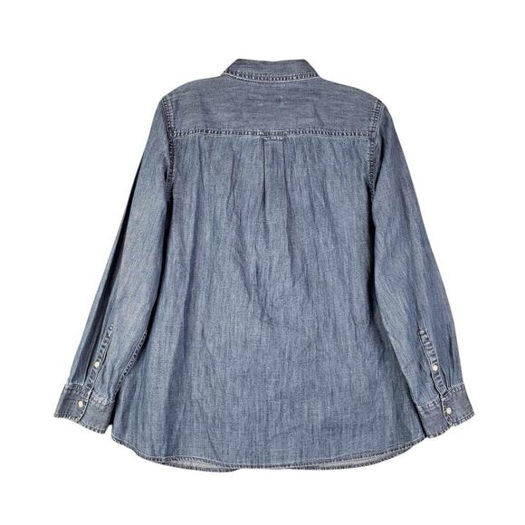 Talbots Shirt Size LP Large Petite Denim Long Sleeve Button Down Chambray Cotton - Picture 3 of 8